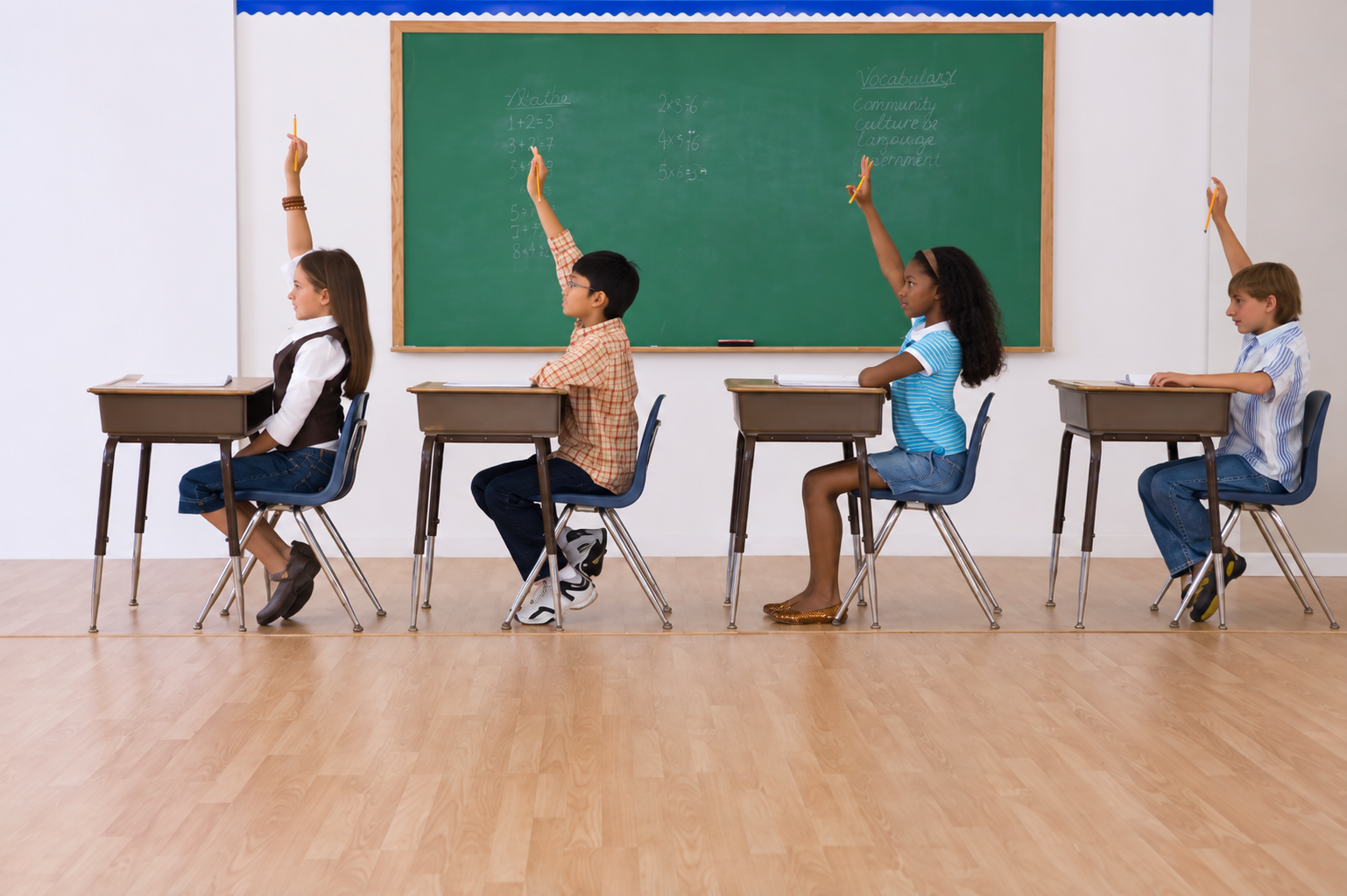 Students participating confidently in a classroom lesson